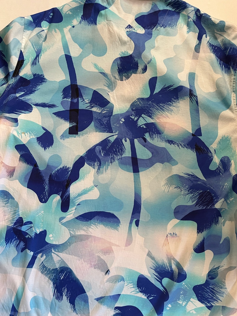 Bugatchi Men’s XXL Short Sleeve Navy and Sky Blue Tropical Polo - Picture 8 of 8